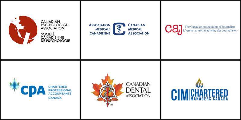 Some famous professional associations in Canada include the Canadian Dental Association (CDA), Canadian Bar Association (CBA), and Canadian Marketing Association (CMA).