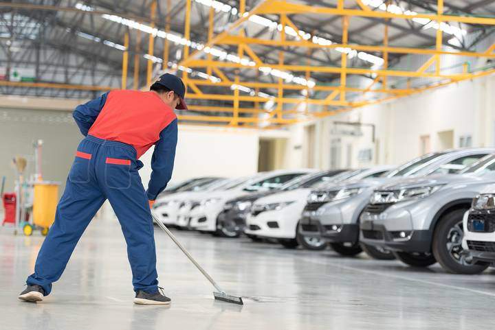 A car dealership needs cleaning service.
