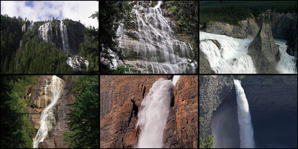 The highest waterfalls in Canada include Della Falls, Takakkaw Falls, and Shannon Falls.